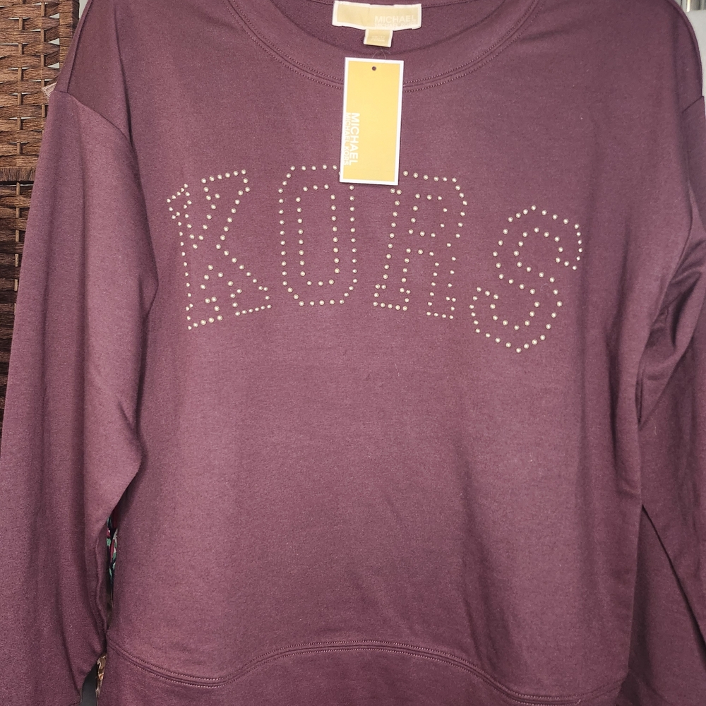 Michael Kors Maroon Studded Sweatshirt